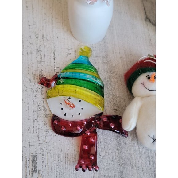 Snowmen variety lot glitter set snow ornament Xmas - Picture 4 of 12